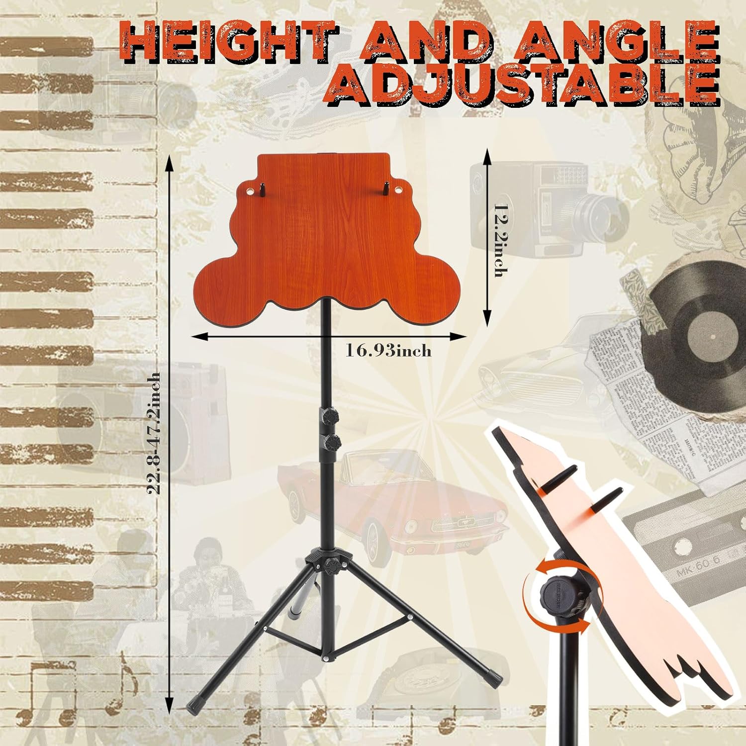 7-pad Electronic Drum Pad Stand, Adjustable Pad Stand with Height 23 to 47 Inches for 7-pad Roll-up Electronic Drum Set Gifts for Boys Girls